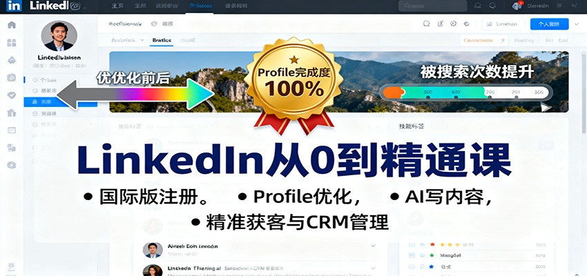 LinkedIn从0到精通课：国际版注册，Profile优化，AI写内容，精准获客与CRM管理_生财有道创业网-生财有道