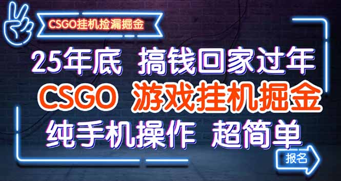 （16343期）25年底搞钱回家过年，CSGO游戏挂机掘金，纯手机操作超简单_生财有道创业项目网-生财有道