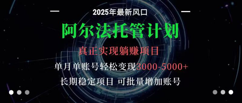 阿尔法托管计划 单账号月入3000-5000，长期稳定项目，新手小白轻松上手_生财有道创业网-生财有道
