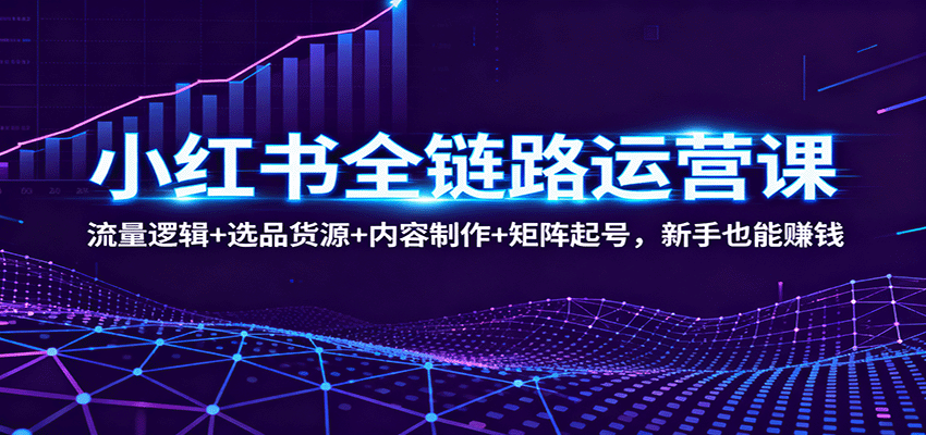 小红书全链路运营课：流量逻辑+选品货源+内容制作+矩阵起号，新手也能赚钱_生财有道创业网-生财有道