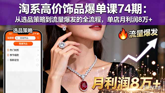 (16351期)淘系高价饰品爆单课74期:从选品策略到流量爆发的全流程,单店月利润8万+_生财有道创业项目网-生财有道