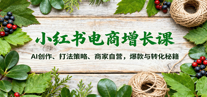 小红书电商增长课：AI创作、打法策略、商家自营，爆款与转化秘籍_生财有道创业网-生财有道