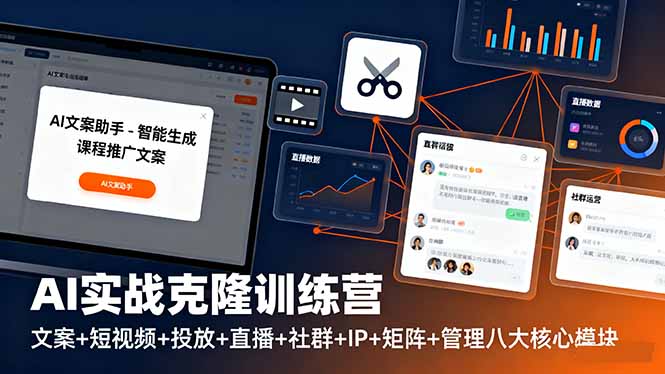 （16328期）AI实战克隆训练营：文案+短视频+投放+直播+社群+IP+矩阵+管理八大核心模块_生财有道创业项目网-生财有道