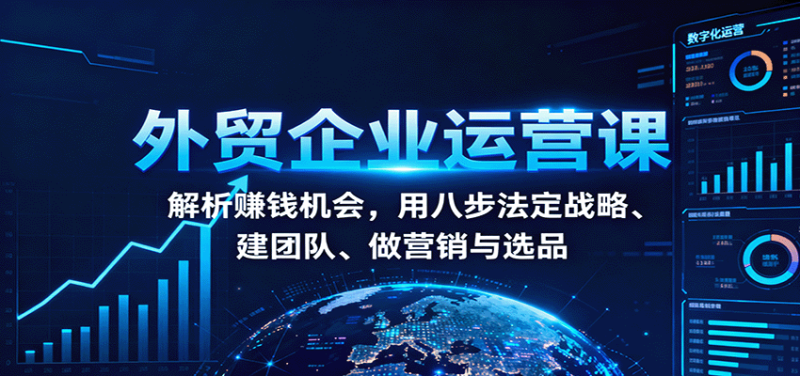 外贸企业运营课：解析赚钱机会，用八步法定战略、建团队、做营销与选品_生财有道创业网-生财有道