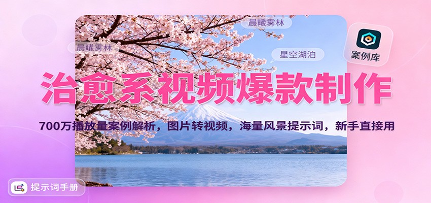 治愈系视频爆款制作，700万播放量案例解析，图片转视频，海量风景提示词，新手直接用_生财有道创业网-生财有道