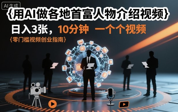 用AI做各地首富人物介绍视频，日入3张，10分钟一个视频——生财有道创业项目网-生财有道