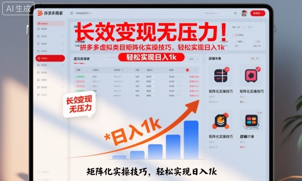 长效变现无压力!拼多多虚拟类目矩阵化实操技巧,轻松实现日入1k【揭秘】——生财有道创业项目网-生财有道