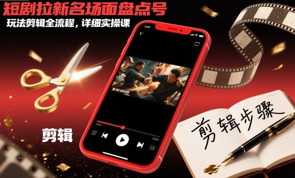 短剧拉新名场面盘点号玩法剪辑全流程,详细实操课——生财有道创业项目网-生财有道