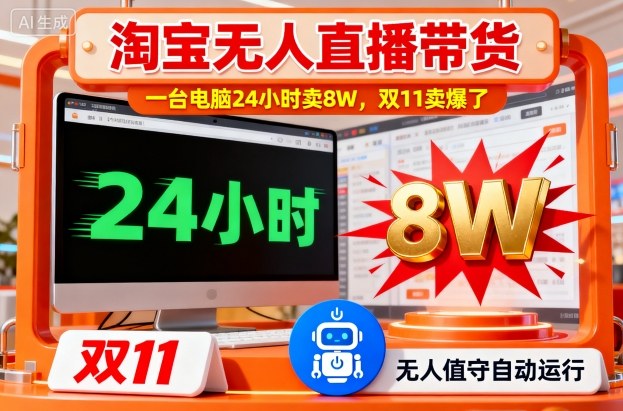 淘宝无人直播带货,一台电脑214小时卖8W,双11卖爆了【揭秘】——生财有道创业项目网-生财有道