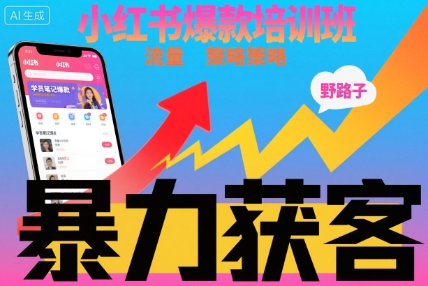 小红书爆款培训班,小红书获客野路子流量打法,暴力持续获客——生财有道创业项目网-生财有道