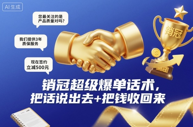 销冠超级爆单话术,把话说出去+把钱收回来——生财有道创业项目网-生财有道