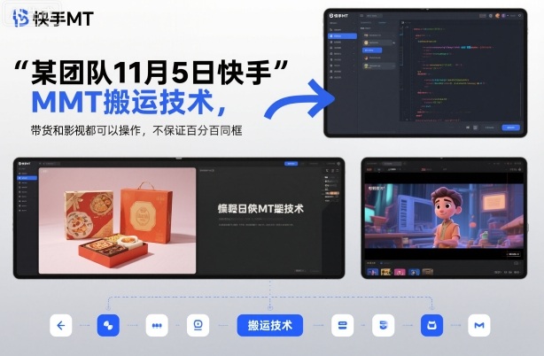 某团队11月5日快手MT搬运技术，带货和影视都可以操作，不保证百分百同框，自测——生财有道创业项目网-生财有道