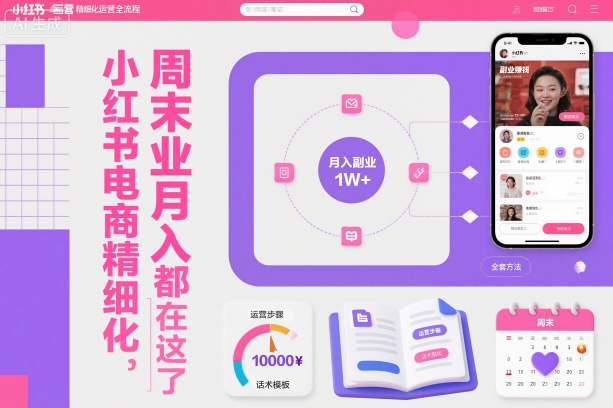 小红书电商精细化运营全流程，周末副业月入1W+，全套方法都在这了——生财有道创业项目网-生财有道