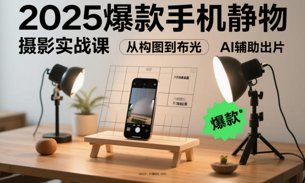 2025爆款手机静物摄影实战课，从构图到布光，不用贵设备，AI辅助出片——生财有道创业项目网-生财有道