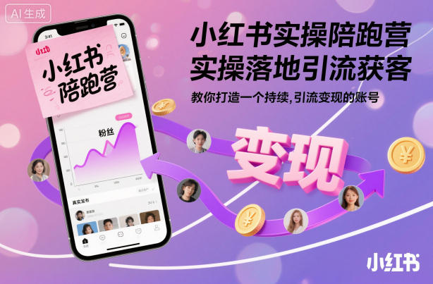 小红书实操陪跑营，实操落地引流获客，教你打造一个持续引流变现的账号——生财有道创业项目网-生财有道