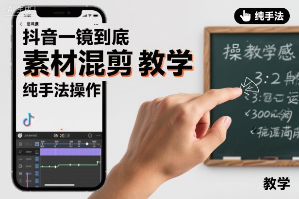 抖音一镜到底素材混剪教学，纯手法操作——生财有道创业项目网-生财有道