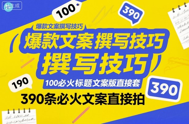 爆款文案撰写技巧,100个必火标题文案模版直接套,390条必火文案直接拍——生财有道创业项目网-生财有道