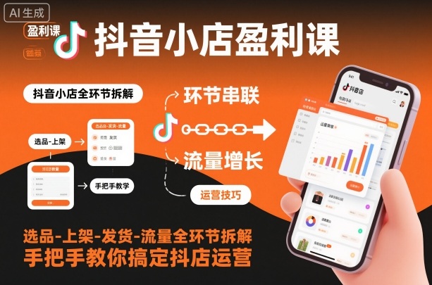 抖音小店盈利课-选品-上架-发货-流量全环节拆解,手把手教你搞定抖店运营——生财有道创业项目网-生财有道