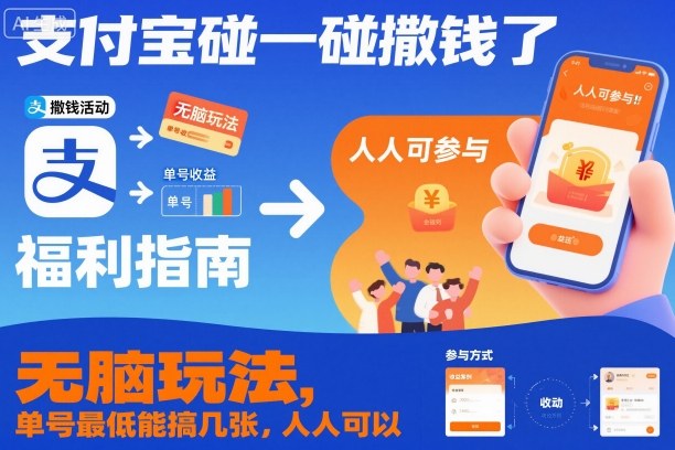 支付宝碰一碰撒钱了，无脑玩法，单号最低能搞几张，人人可以撸【揭秘】——生财有道创业项目网-生财有道
