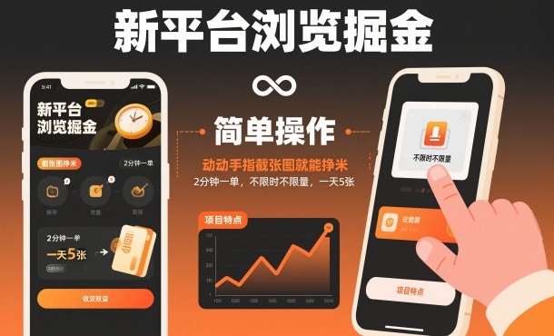 新平台浏览掘金,动动手指截张图就能挣米,2分钟一单,不限时不限量,一天5张【揭秘】——生财有道创业项目网-生财有道