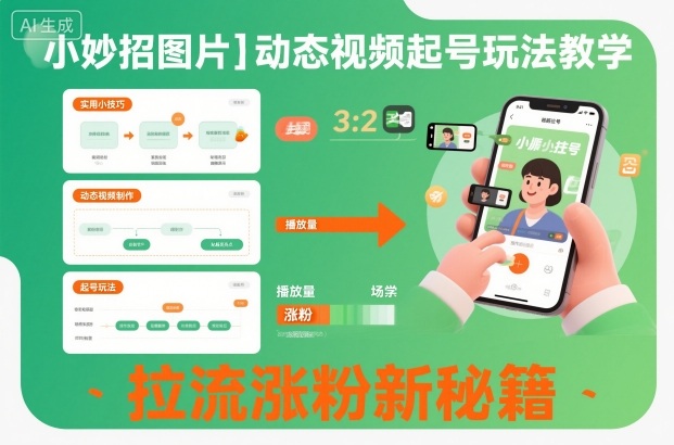 小妙招图片＋动态视频起号玩法教学，拉流涨粉新秘籍——生财有道创业项目网-生财有道