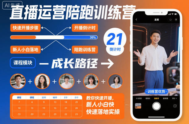 直播运营陪跑训练营，教你快速开播，新人小白快速落地实操——生财有道创业项目网-生财有道