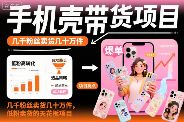 图片[1]-手机壳带货项目，几千粉丝卖货几十万件，短视频低粉卖货的天花板项目——生财有道创业项目网-生财有道