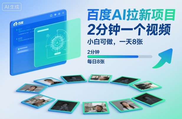 百度AI拉新项目，2分钟一个视频，小白可做，一天8张【附案例+保姆级教程】——生财有道创业项目网-生财有道