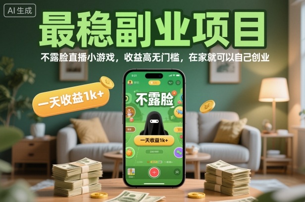 最稳副业项目,不露脸直播小游戏,收益高无门槛,一天收益1k+,在家就可以自己创业【揭秘】——生财有道创业项目网-生财有道