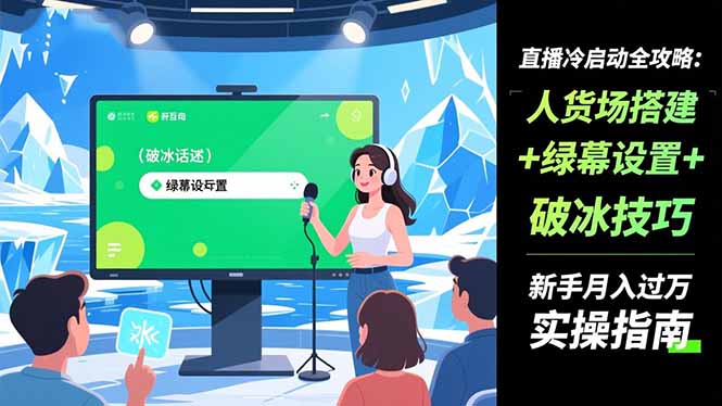 （16605期）直播冷启动全攻略:人货场搭建+绿幕设置+破冰技巧，新手月入过万实操指南_生财有道创业项目网-生财有道