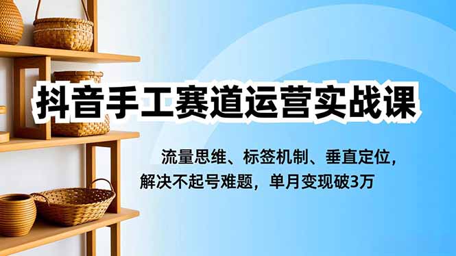 (16667期)抖音手工赛道运营实战课,流量思维、标签机制、垂直定位,解决不起号难题,单月变现破3万_生财有道创业项目网-生财有道