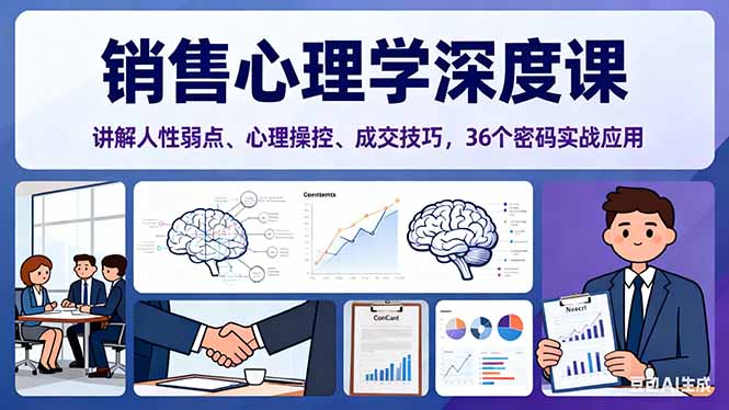 (16456期)销售心理学深度课,讲解人性弱点、心理操控、成交技巧,36个密码实战应用_生财有道创业项目网-生财有道