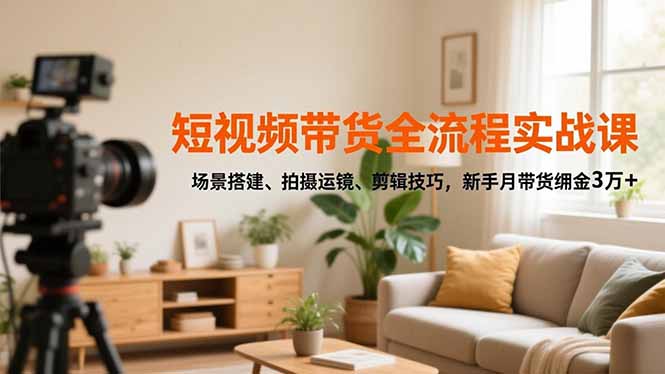 （16679期）短视频带货全流程实战课，场景搭建、拍摄运镜、剪辑技巧，新手月带货佣金3万+_生财有道创业项目网-生财有道