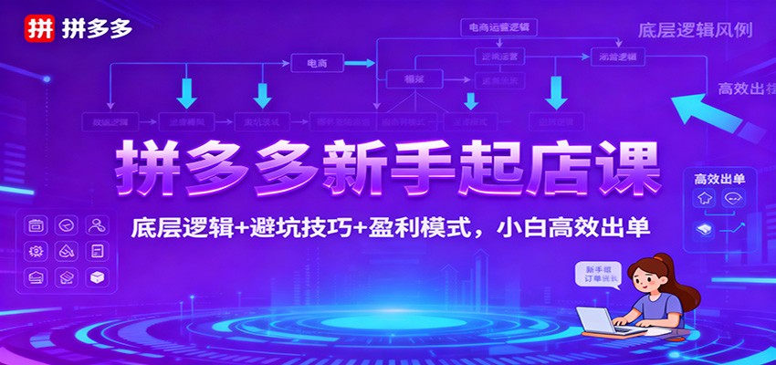 拼多多新手起店课:底层逻辑+避坑技巧+盈利模式,小白高效出单_生财有道创业网-生财有道