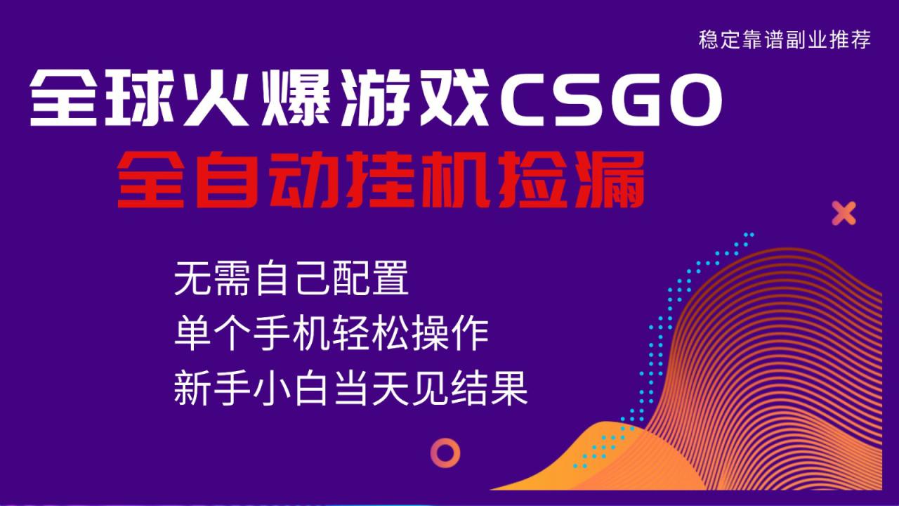 火爆游戏CSGO全自动捡漏，独家最新玩法，单个手机可操作，新手小白日入500+_生财有道创业网-生财有道