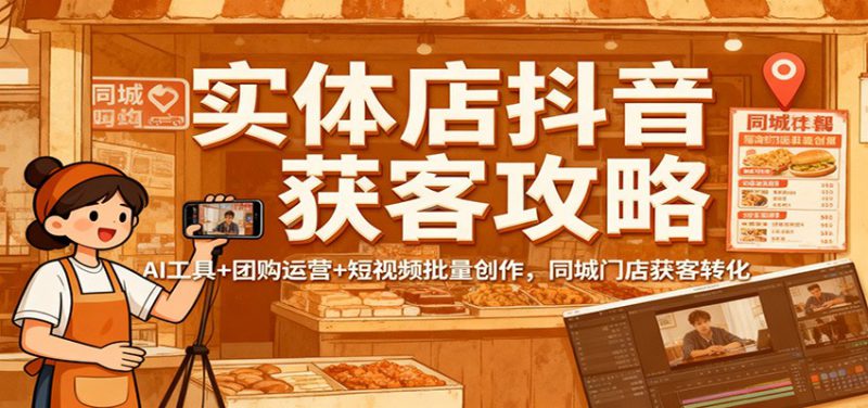 实体店抖音获客攻略：AI工具+团购运营+短视频批量创作，同城门店获客转化_生财有道创业网-生财有道