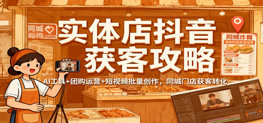 实体店抖音获客攻略：AI工具+团购运营+短视频批量创作，同城门店获客转化_生财有道创业网-生财有道