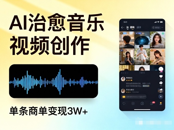 AI做治愈音乐视频,多平台投稿,单条商单变现3W+——生财有道创业项目网-生财有道