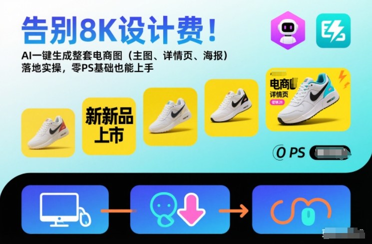告别8K设计费!AI一键生成整套电商图(主图、详情页、海报)落地实操,零PS基础也能上手——生财有道创业项目网-生财有道