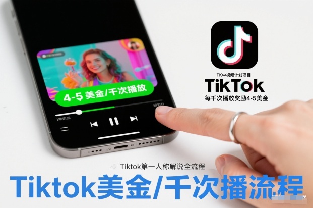 TK中视频计划项目,Tiktok第一人称解说流程,每干次播放奖励4-5美金——生财有道创业项目网-生财有道
