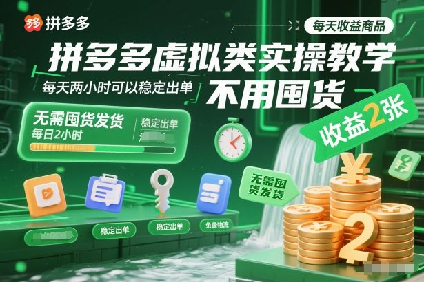 图片[1]-拼多多虚拟类实操教学，不用囤货、不用发货，每天两小时可以稳定出单，每天收益2张——生财有道创业项目网-生财有道