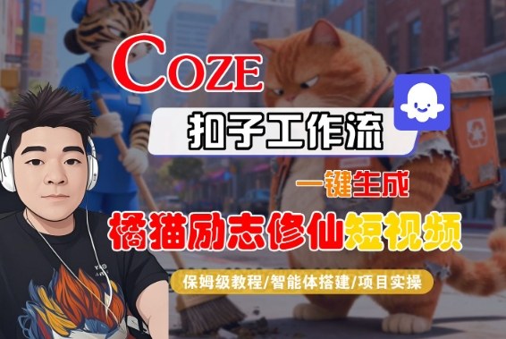 Coze扣子智能体工作流一键生成“橘猫励志修仙“短视频,全流程保姆级教学——生财有道创业项目网-生财有道