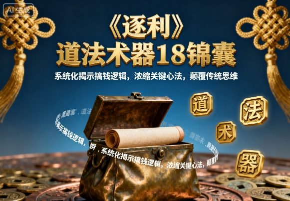 《逐利》道法术器18锦囊,系统化揭示搞钱逻辑,浓缩关键心法,颠覆传统思维(更新)——生财有道创业项目网-生财有道