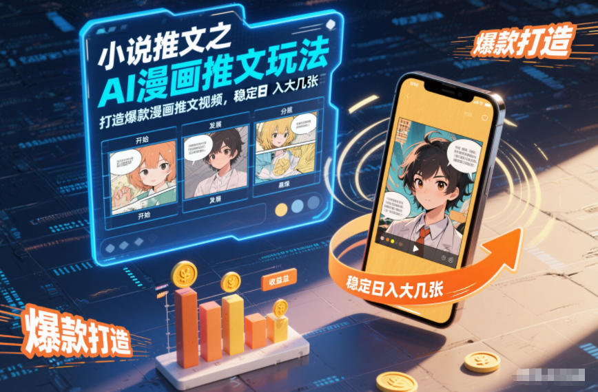 小说推文之AI漫画推文玩法，打造爆款漫画推文视频，稳定日入大几张——生财有道创业项目网-生财有道