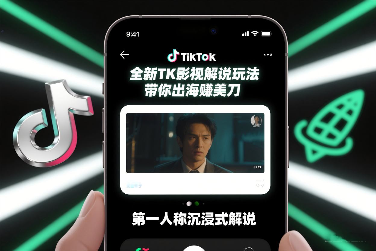 TikTok第一人称影视解说教学，全新TK影视解说玩法，带你出海賺美刀——生财有道创业项目网-生财有道