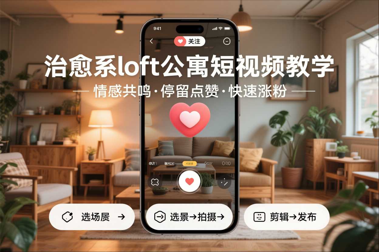 治愈系loft公寓短视频制作教学,情感共鸣引停留点赞关注,快速起号涨粉——生财有道创业项目网-生财有道