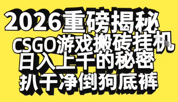 2026开年重磅解密,CSGO游戏搬砖挂G日入1k+的秘密,把倒狗的底裤扒干【揭秘】——生财有道创业项目网-生财有道