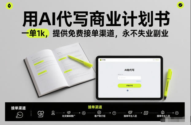 用AI代写商业计划书，一单1k，提供免费接单渠道，永不失业副业——生财有道创业项目网-生财有道