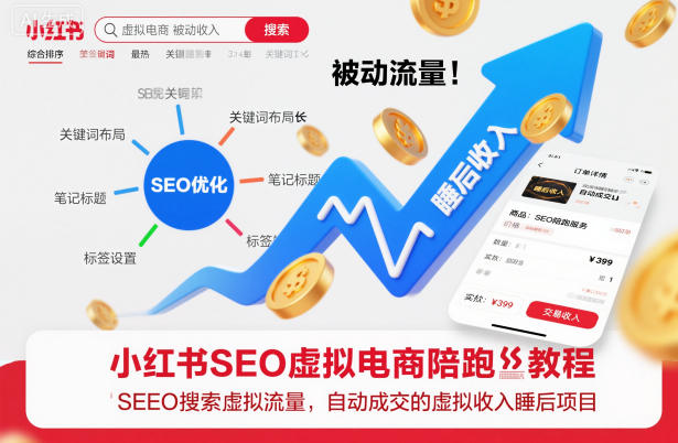 图片[1]-小红书SEO虚拟电商陪跑教程，实现seo搜索被动流量，自动成交的被动收入睡后项目——生财有道创业项目网-生财有道