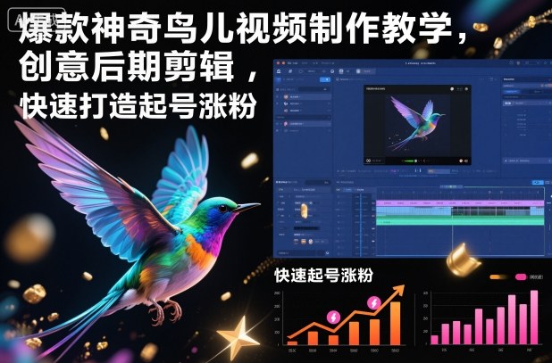 爆款神奇鸟儿视频制作教学,创意后期剪辑,快速打造起号涨粉——生财有道创业项目网-生财有道